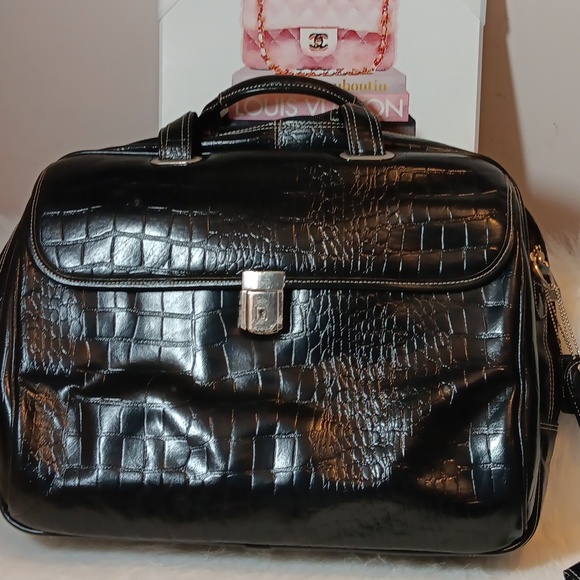 Siamod Embossed Crocc Leather Laptop Briefcase - Picture 2 of 12